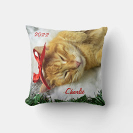 Personlig Orange Tabby katt jul Kudde