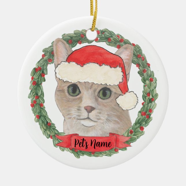 Personlig Orange Tabby katt Julgransprydnad Keramik (Framsidan)