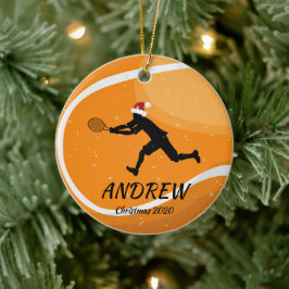 Personlig Orange Tennis Boll Player Santa Julafton Julgransprydnad Keramik