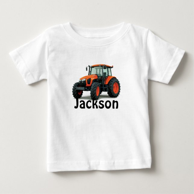 Personlig Orange Tractor T Shirt (Framsida)