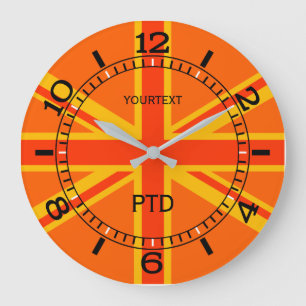 Personlig Orange Union Jack British Flagga Dial Stor Klocka