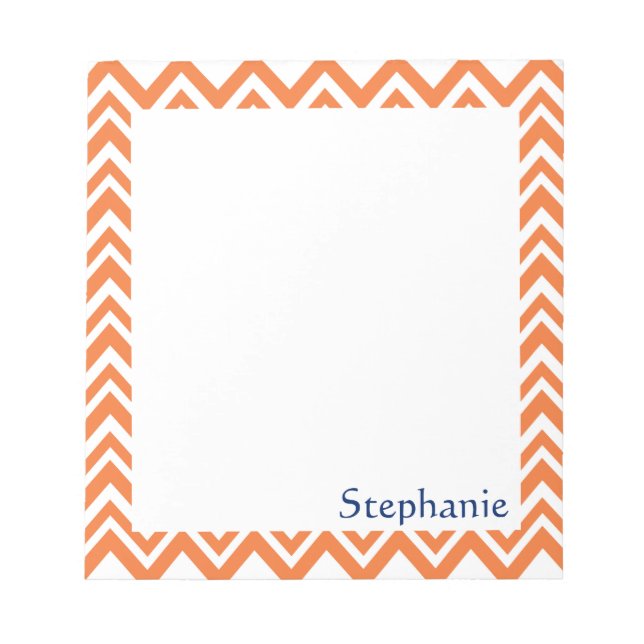 Personlig Orange Zigzag Mönster Anteckningsblock (Framsida)