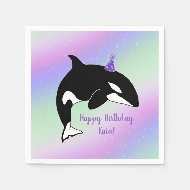 Personlig Orca Killer Whale Birthday Pappersservett (Framsidan)