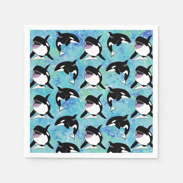 Personlig Orca Killer Whale Birthday Pappersservett (Framsidan)