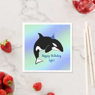 Personlig Orca Killer Whale Birthday Pappersservett