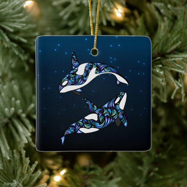 Personlig Orca Whales Vår första jul Julgransprydnad Keramik (Träd)