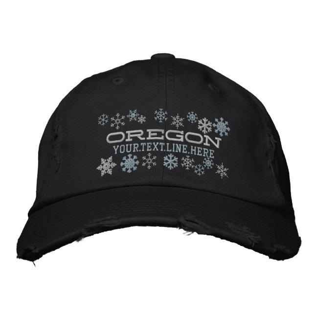 Personlig Oregon Winter Snöflingor Broderad Keps (Framsida)