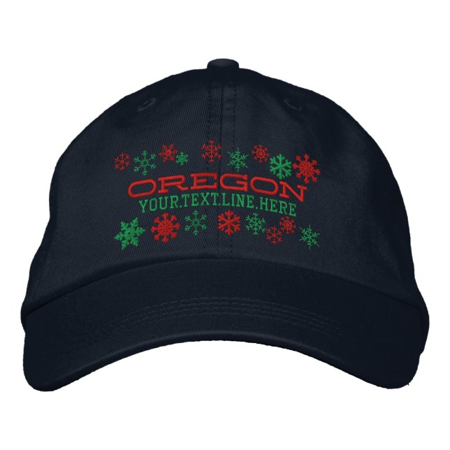 Personlig Oregon Winter Snöflingor Broderad Keps (Framsida)