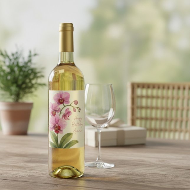Personlig Orkidé Blommig Vinsetikett Vinflaska Etikett (Skapare uppladdad)