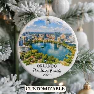 Personlig Orlando-ornament, Anpassad Florida Julgransprydnad Keramik