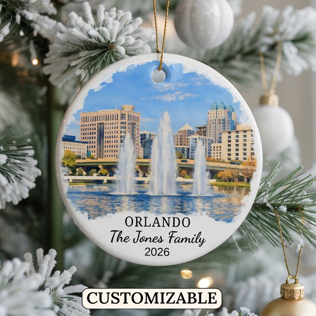 Personlig Orlando-ornament, Anpassad Florida Julgransprydnad Keramik (Skapare uppladdad)