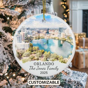 Personlig Orlando Ornament, Florida Gift Julgransprydnad Keramik