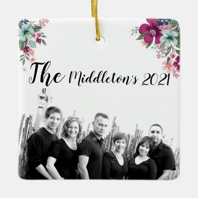 Personlig Ornament Tropical Flowers on White (Framsida)