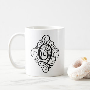 Personlig ornamentmonogram med svaj kaffemugg