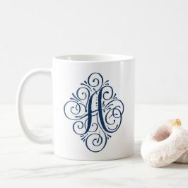Personlig ornamentmonogram med sväng kaffemugg