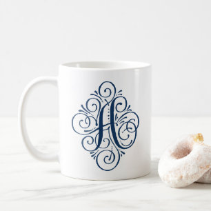 Personlig ornamentmonogram med sväng kaffemugg