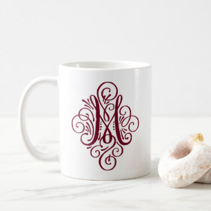 Personlig ornamentmonogram med sväng kaffemugg