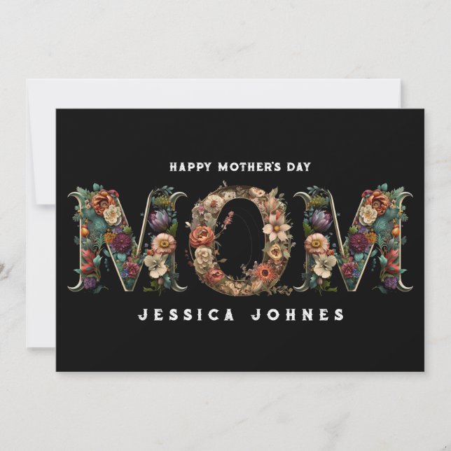 Personlig Ornate Blommigt Boho Mamma Day Card Julkort (Framsida)