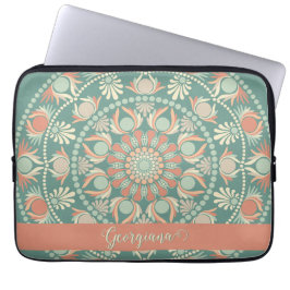 Personlig Ornate Retro Sage och Sand Mandala Laptop Fodral