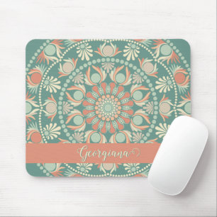 Personlig Ornate Retro Sage och Sand Mandala Musmatta
