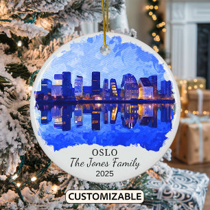 Personlig Oslo Ornament, Norge Julgransprydnad Keramik
