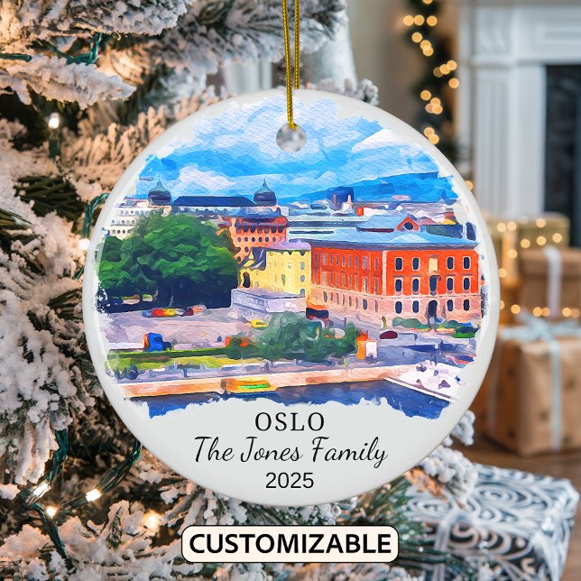 Personlig Oslo Ornament, Norge Julgransprydnad Keramik (Skapare uppladdad)