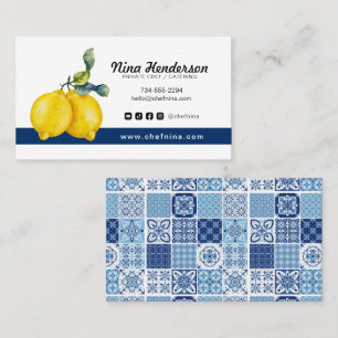 Personlig ost eller Restaurant Lemon & Blue Tile Visitkort