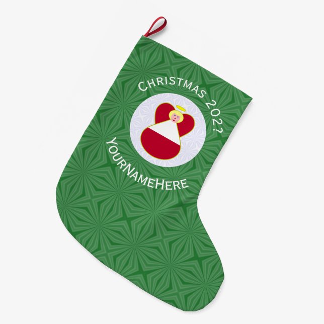 Personlig österrikisk ängel julflagga stor julstrumpa (Framsidan (Hängande))