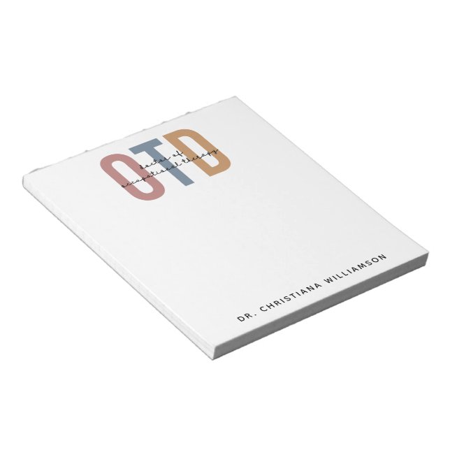 Personlig OTD Doktor vid arbetsbehandling Anteckningsblock (Vinklad)