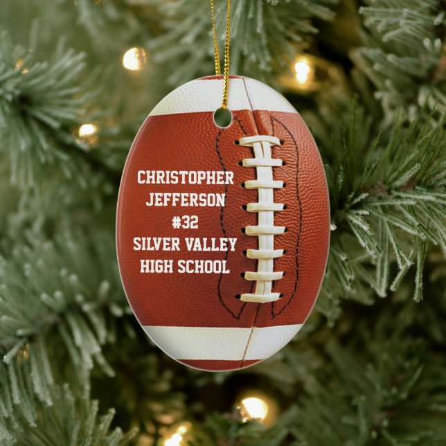 Personlig Oval Football Sports Ornament (Träd)