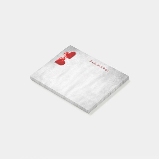 Personlig över Red Valentine Hearts Post-it Block (Vinklad)