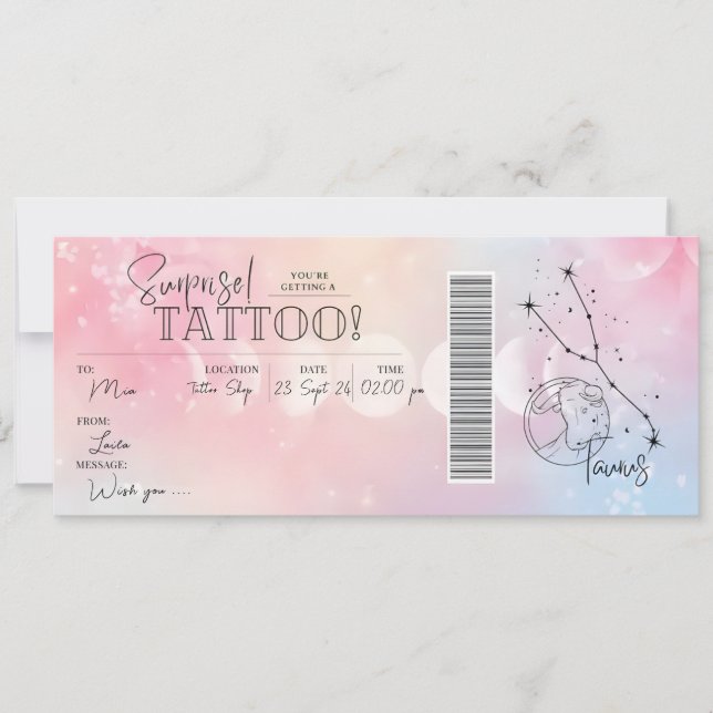 Personlig Oxe Tattoo Födelsedagspresent Presentkor Inbjudningar (Framsida)