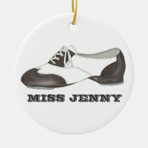 Personlig Oxford Tap Shoe Dance Teacher skäl Julgransprydnad Keramik