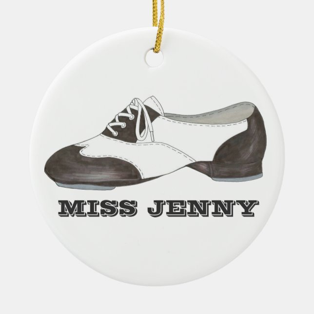 Personlig Oxford Tap Shoe Dance Teacher skäl Julgransprydnad Keramik (Framsidan)