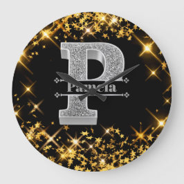 Personlig P Inledande Silver Monogram Ditt namn Stor Klocka