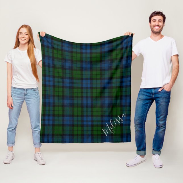 Personlig P Klan Campbell Military Tartan Fleecefilt (På plats)