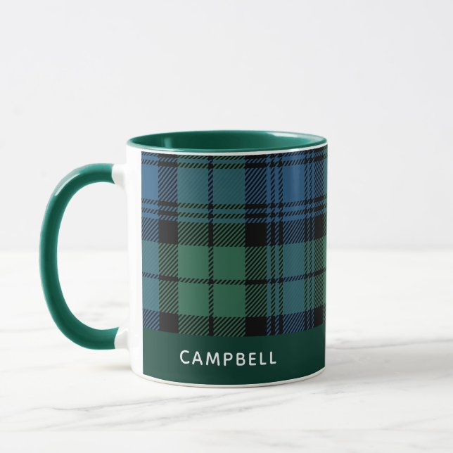 Personlig P Klan Campbell Tartan Coffee Mugg (Vänster)