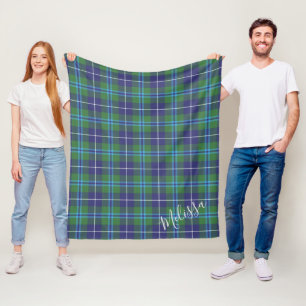 Personlig P Klan Douglas Tartan Mönster Fleecefilt