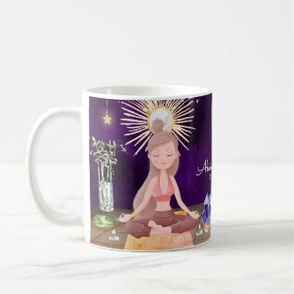 Personlig på Peace Yoga Girl and Crystals Kaffemugg