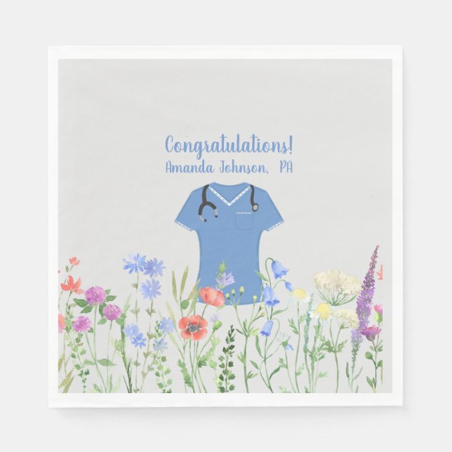 Personlig PA Physician Assistant Blue Scrubs Pappersservett (Framsidan)
