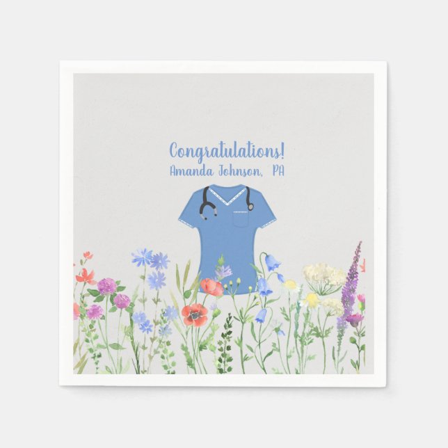 Personlig PA Physician Assistant Blue Scrubs Pappersservett (Framsidan)