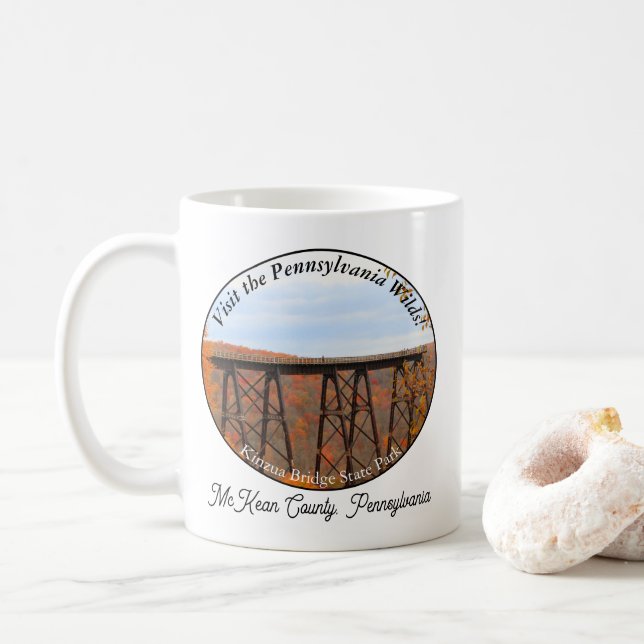 Personlig PA Vilds Souvenir Kinzua Bridge Kaffemugg (Med munk)