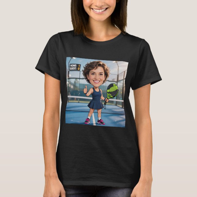 Personlig Paddle/Pickleball Karikatyr   T Shirt (Framsida)