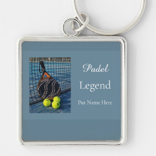 Personlig Padel Legend Present för Honom Fyrkantig Silverfärgad Nyckelring