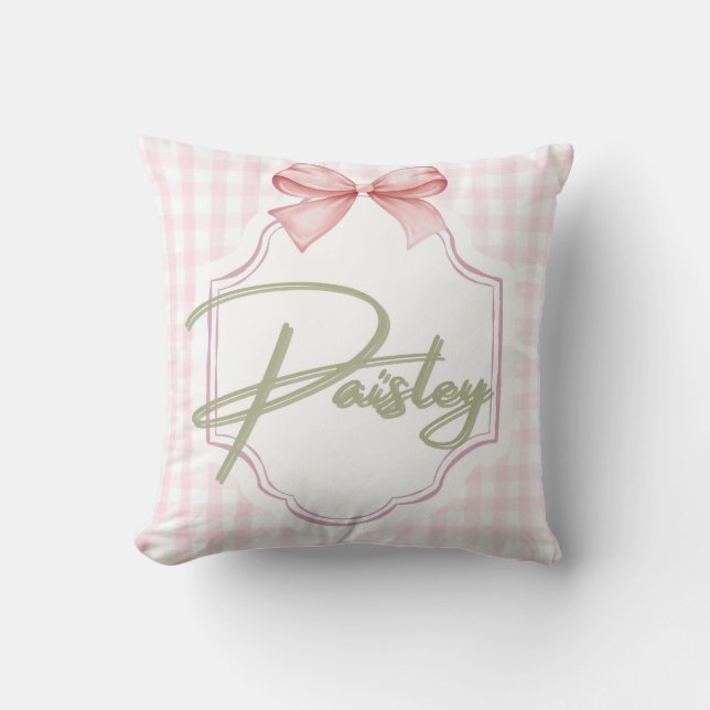 Personlig Paisley Flicka Nursery Gingham Kudde (Framsida)