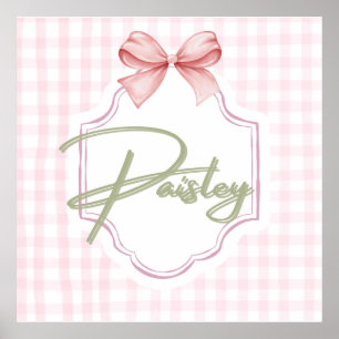Personlig Paisley Flicka Nursery Gingham Poster