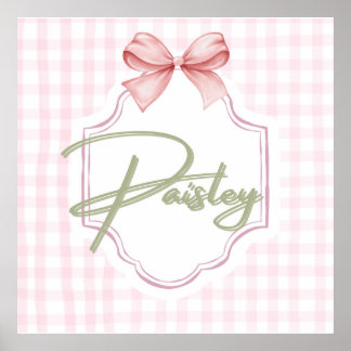 Personlig Paisley Flicka Nursery Gingham Poster