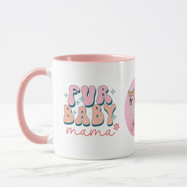 Personlig Päls Baby Mamma Retro Rosa Mugg (Vänster)