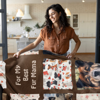 Personlig Päls Mamma Akita Photo Collage Quilt Fleecefilt