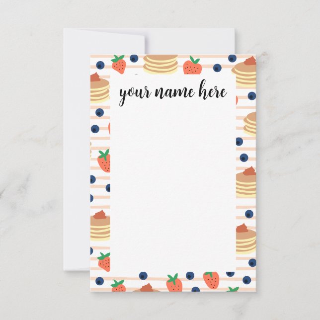 Personlig Pancakes och Berries Notecards Tack Kort (Framsida)